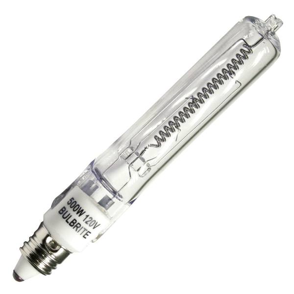 500 watt - 120 volt - T4 - Miniature Candelabra Screw (E11) Base - 2,900K - Warm White - Clear | Bulbrite Halogen Incandescent Light Bulb (Bulbrite Q500CL/MC 10500)