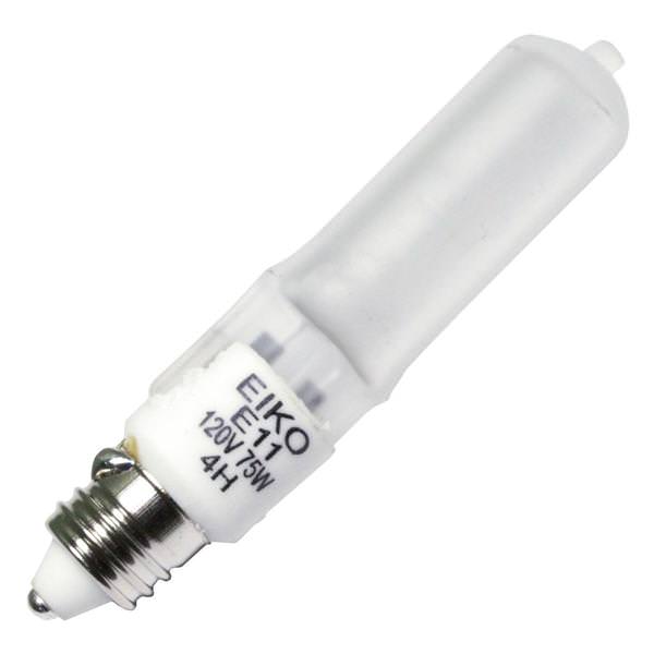 75 watt - 120 volt - T4 - Miniature Candelabra Screw (E11) Base - 2,850K - Frosted - Quartz | Eiko Halogen Incandescent Light Bulb (Eiko 75Q/F/MC 15287)