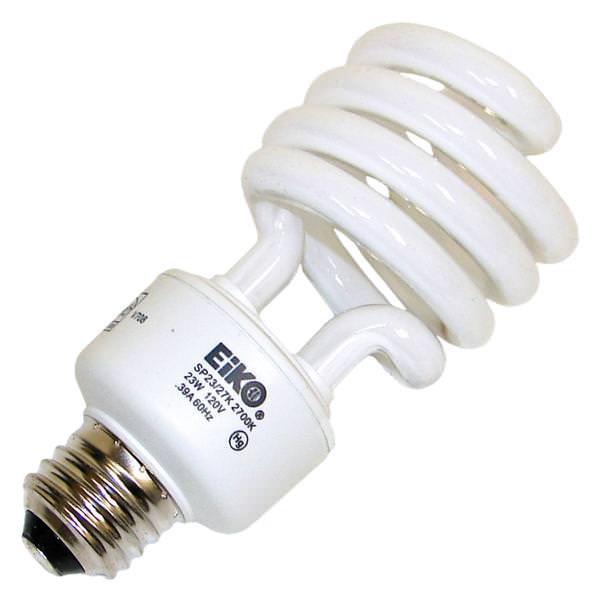 23 watt - 120 volt - T4 - Medium Screw (E26) Base - 2,700K - Warm White - Spiral Shape - Self Ballasted - Twist / Spiral | Eiko Compact Fluorescent Light Bulb (Eiko SP23/27K 49325)