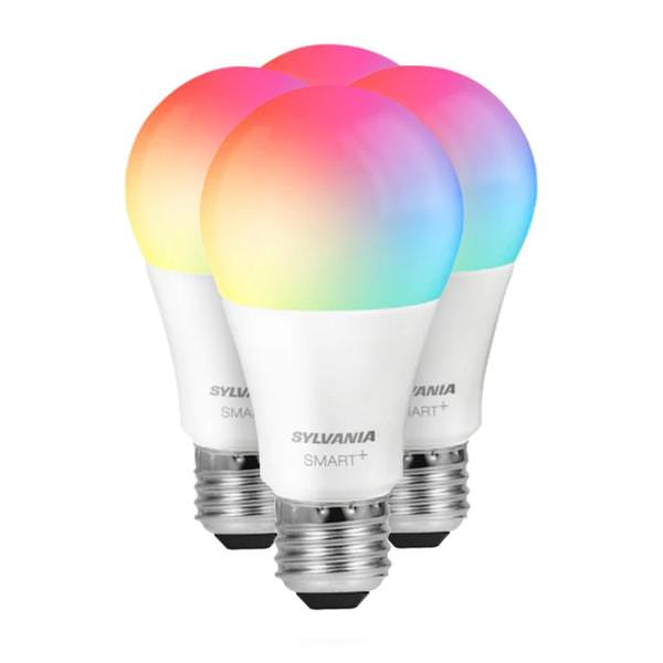 9 watt - 120 volt - A19 - Medium Screw (E26) Base - Full Color - SYLVANIA SMART+ WiFi | Sylvania LED Smart Light Bulb (4 Pack) (Sylvania LED9A19CIEC4PKWIFIS+ 75674)